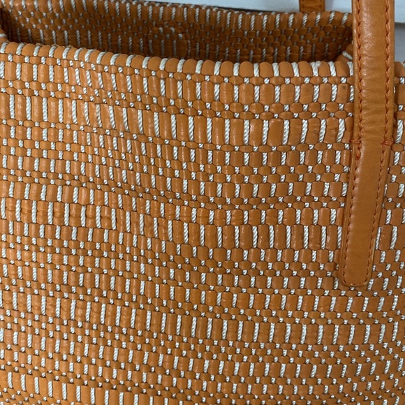 Sigrid Olson Orange Leather and Cotton Woven Purse - Picture 3 of 9